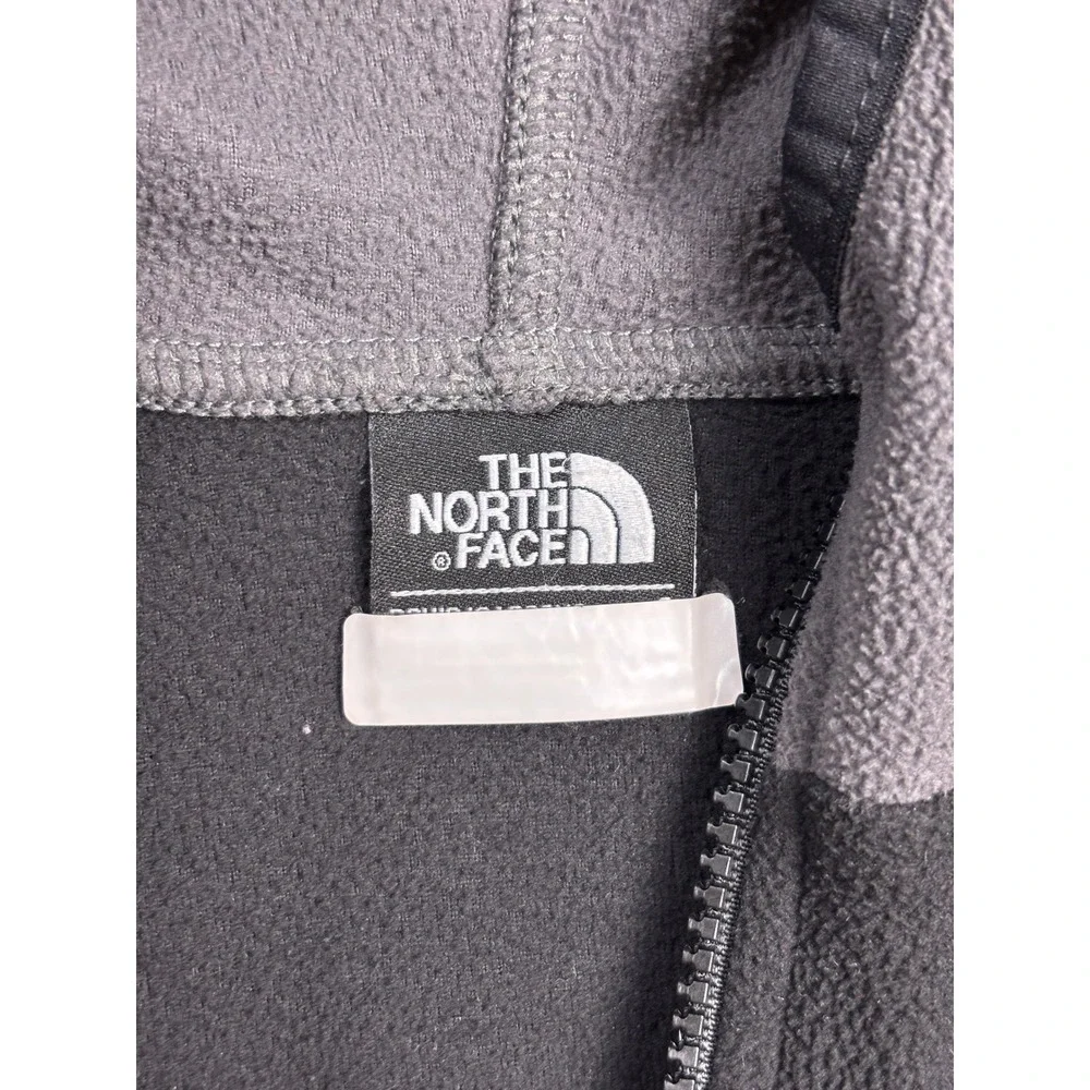 The North Face Boys Gray Black Colorblock Full Zip Fleece Hoodie Jacket XS